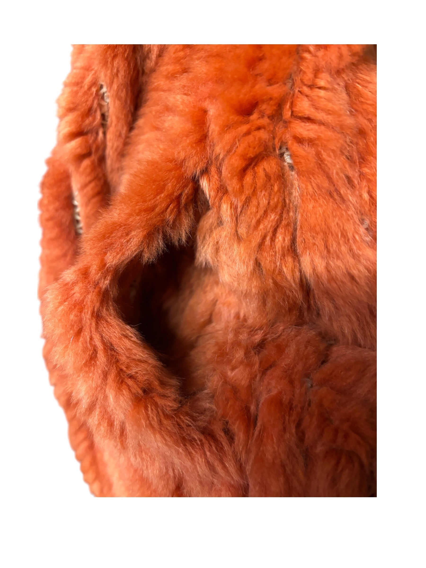 Fabio Mantegazza Vintage Orange Sheared Faux Fur Coat