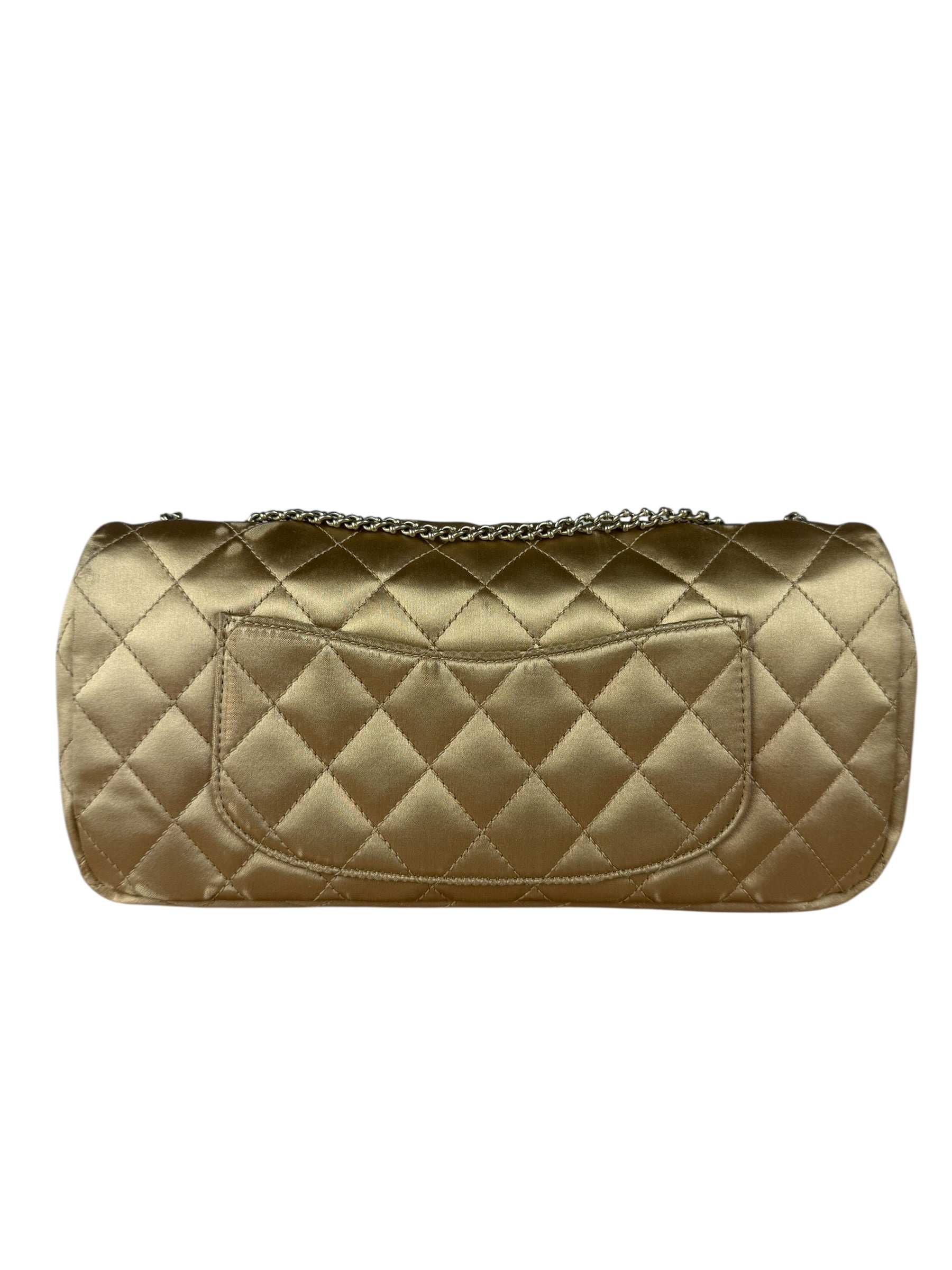 Chanel CC Limited Edition Gold Satin Quilted Flap Bag 2008