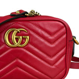 Gucci Leather GG Red Marmont Crossbody
