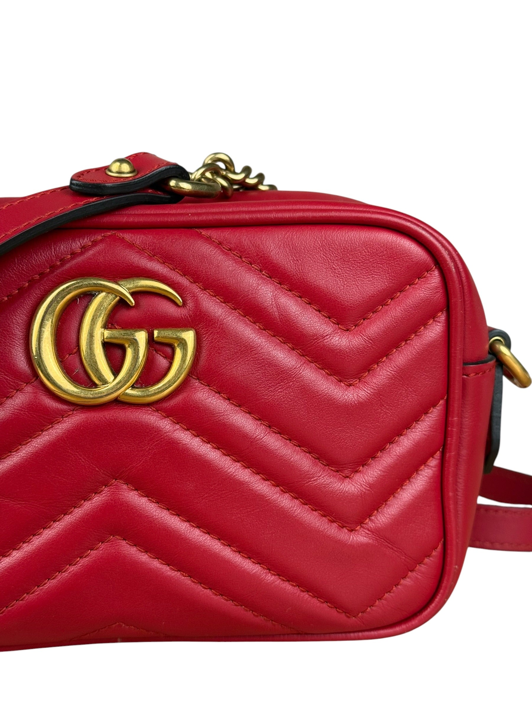Gucci Leather GG Red Marmont Crossbody