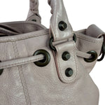 Balenciaga Baby Pink Leather Pompon Moto City 2Way Bucket Bag