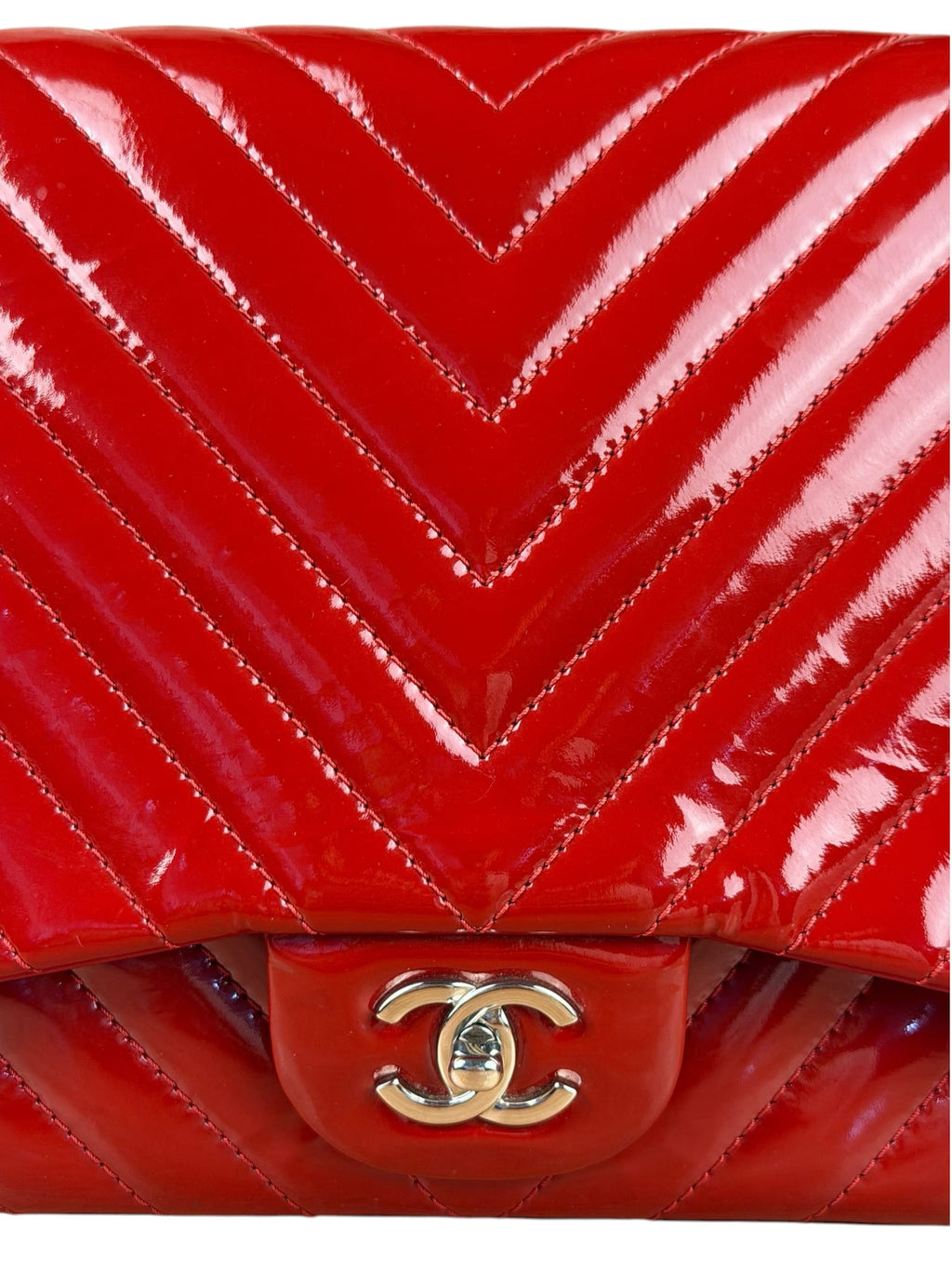 Chanel Red Patent Chevron Jumbo Flap 2010