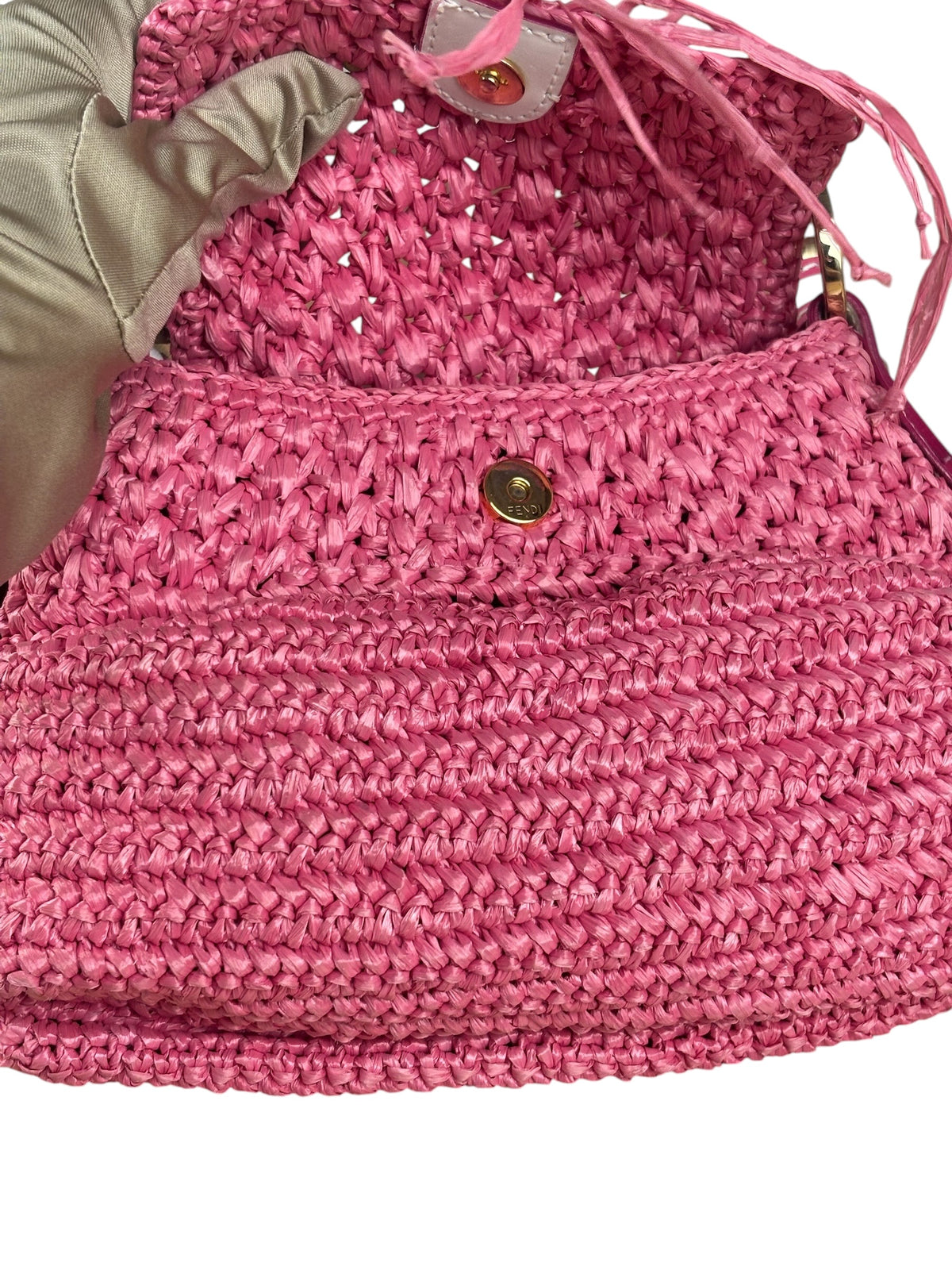 Fendi Pink Raffia Mini Chef Bag