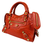 Balenciaga Red Leather Mini City Bag
