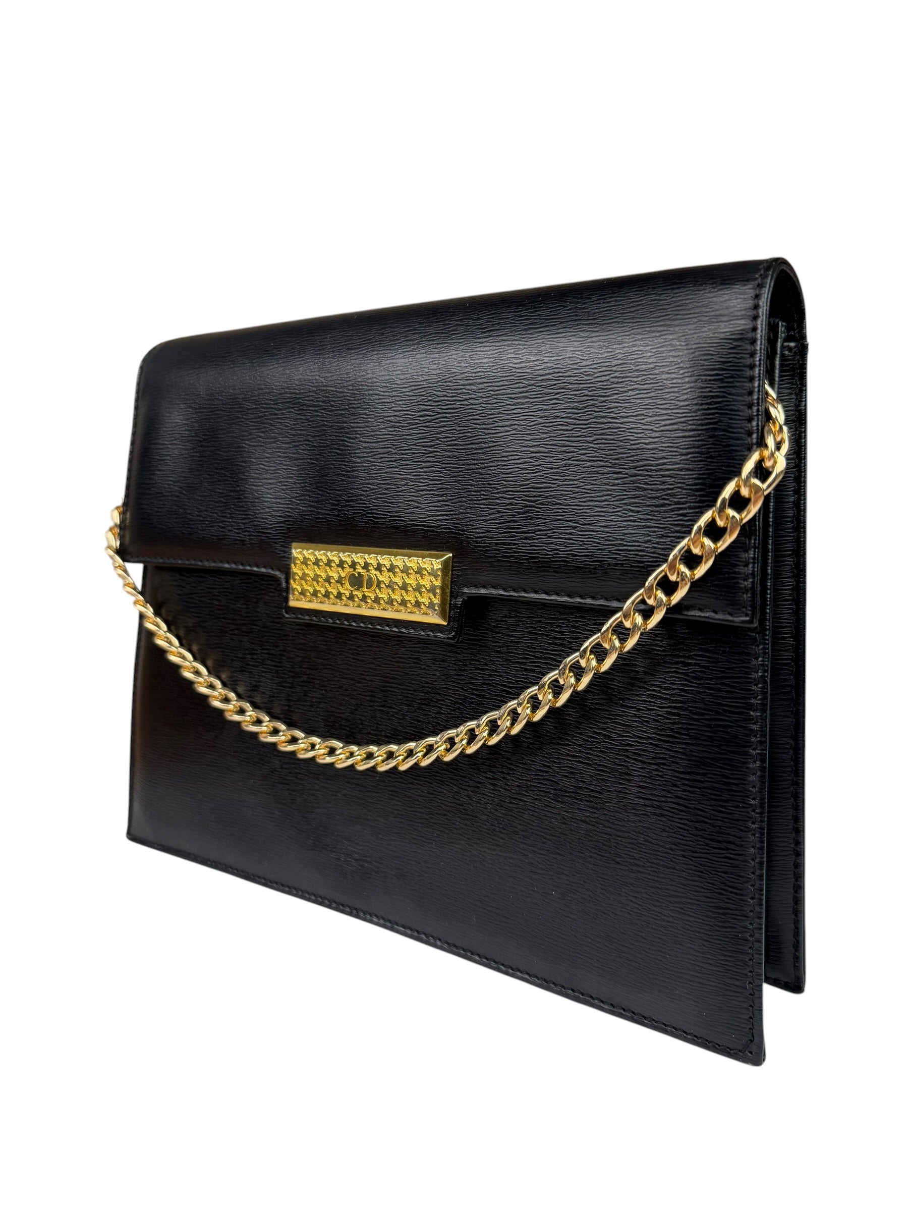 Christian Dior Black Leather Flap Bag Replacement Chain