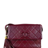 Chanel Vintage Burgundy Quilted Leather CC Camera Bag