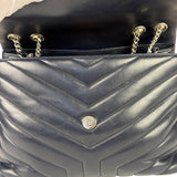 Yves Saint Laurent Navy Blue LouLou Medium Shoulder Bag