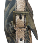 Fendi Zucca Whipstitch Baguette Shoulder Bag
