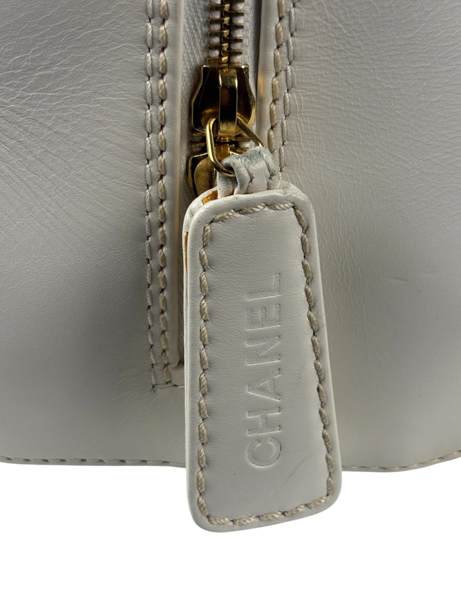 Chanel White CC Lambskin Wild Stitch Handbag 2003