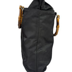 Gucci Black Nylon/Leather Trim Bamboo Top Handle Tote