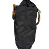 Gucci Black Nylon/Leather Trim Bamboo Top Handle Tote