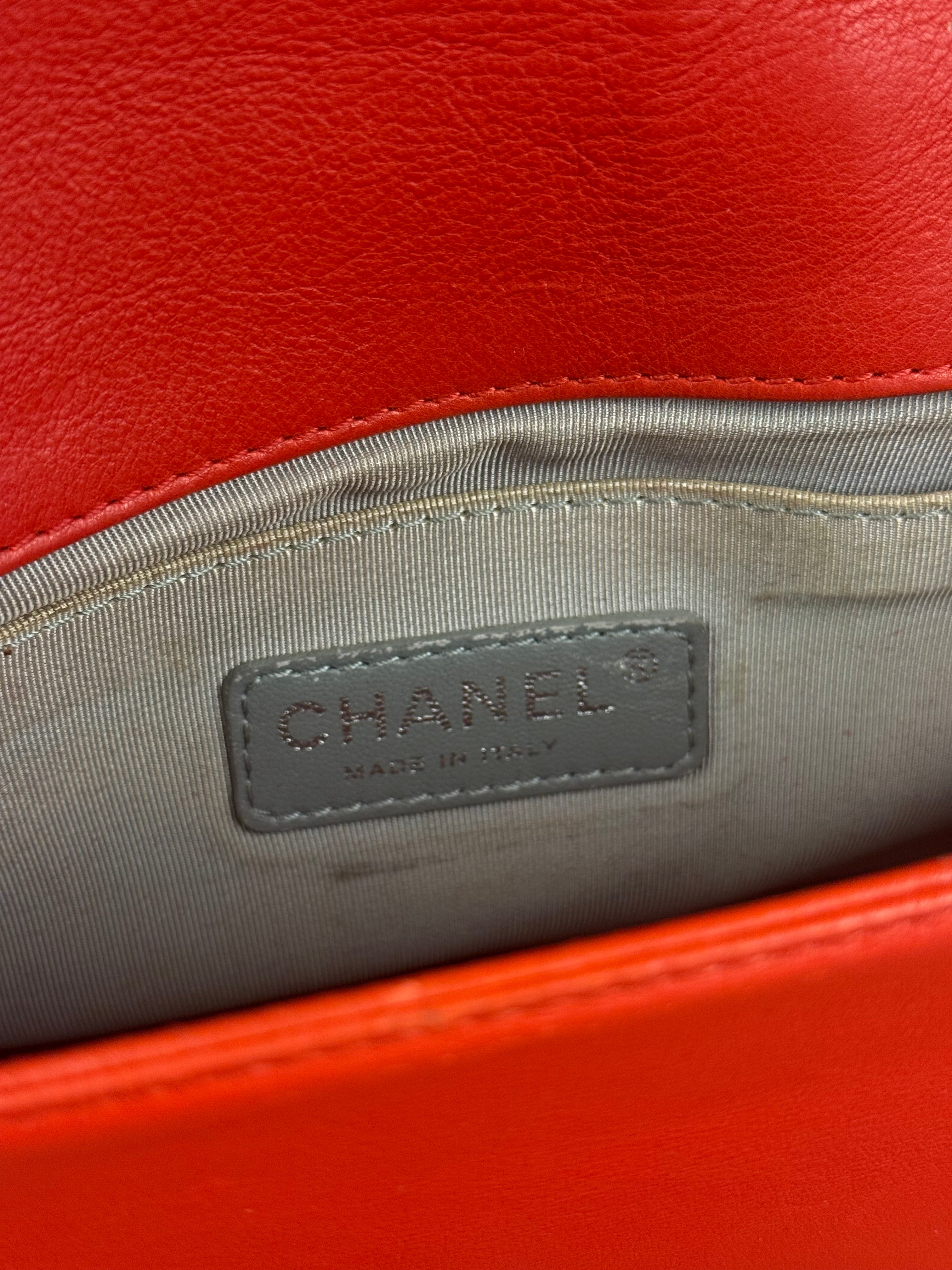 Chanel Red Leather Boy Flap Shoulder Bag -2013
