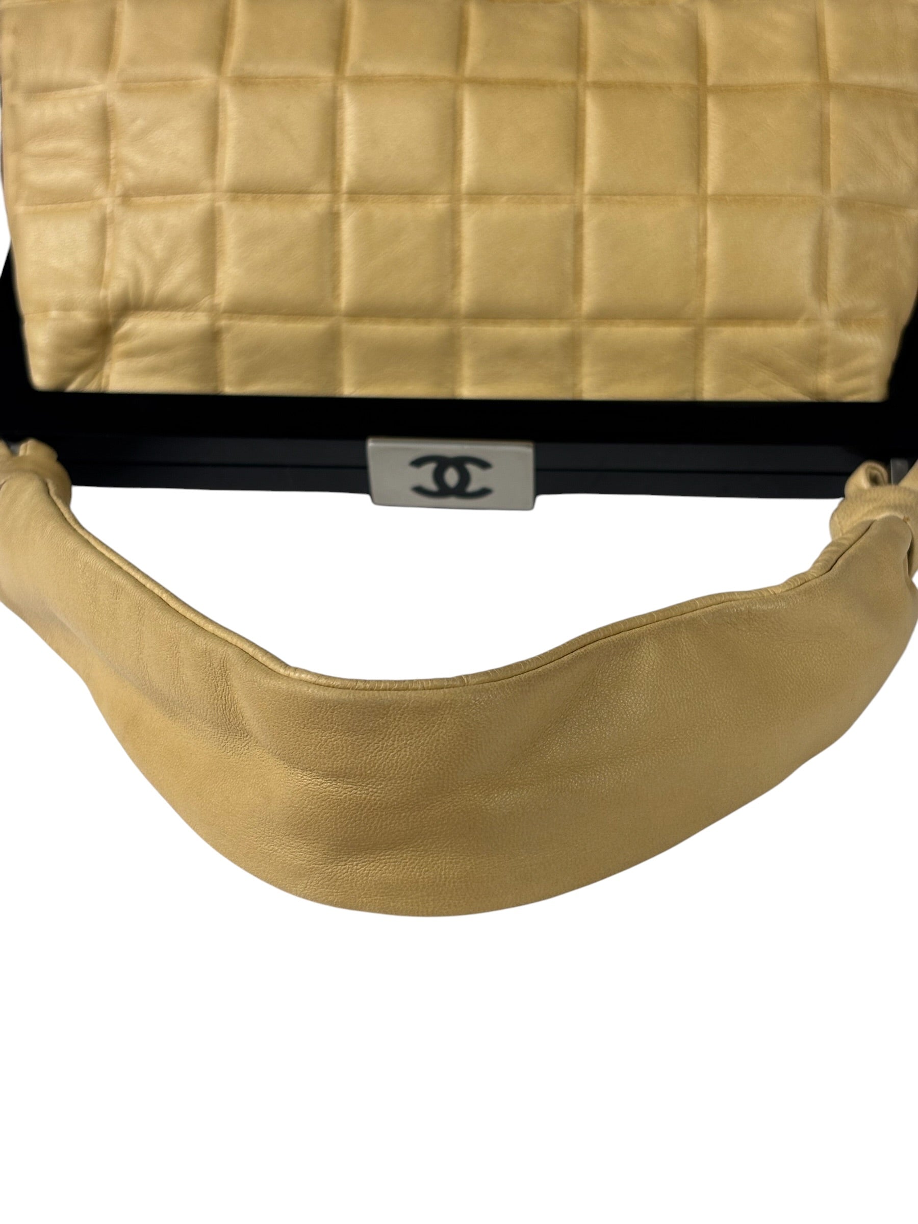 Chanel Beige Lambskin Chocolate Bar Frame Handbag 2002