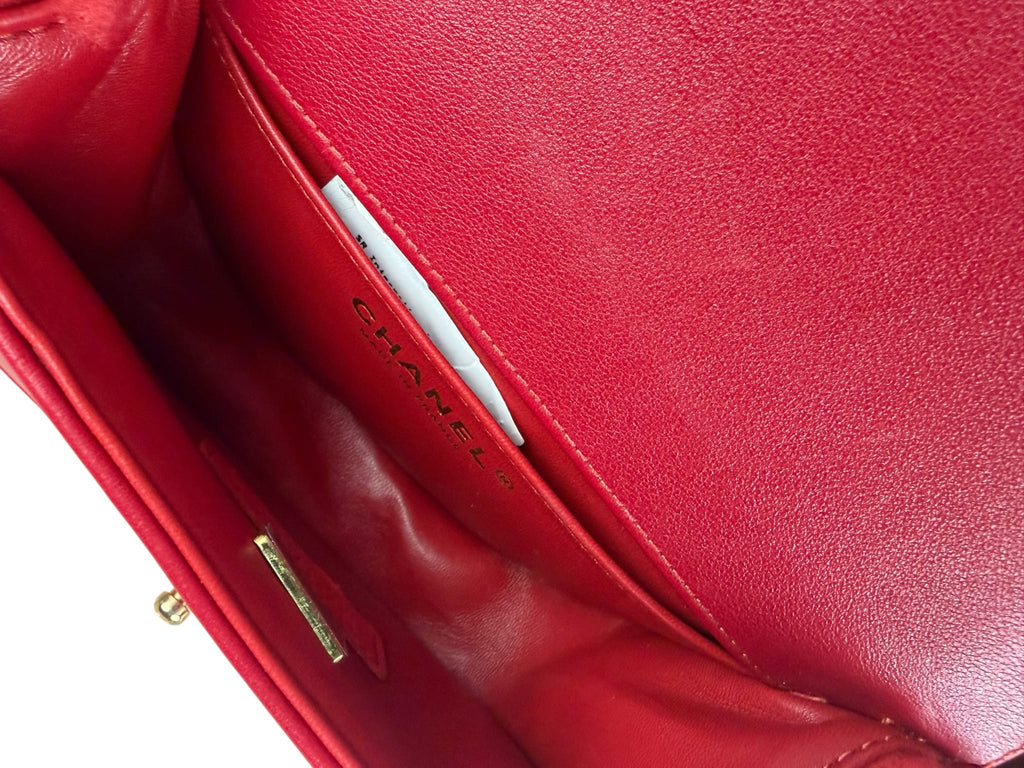 Chanel Red Leather Trim/Quilted Wool Boy Curved Small Messenger Bag Early 20s