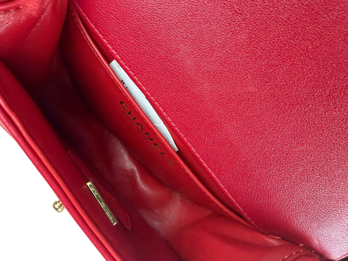 Chanel Red Leather Trim/Quilted Wool Boy Curved Small Messenger Bag Early 20s