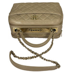 Chanel Beige Quilted Lambskin CC Trendy Bowling Bag 2017