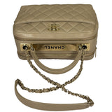 Chanel Beige Quilted Lambskin CC Trendy Bowling Bag 2017