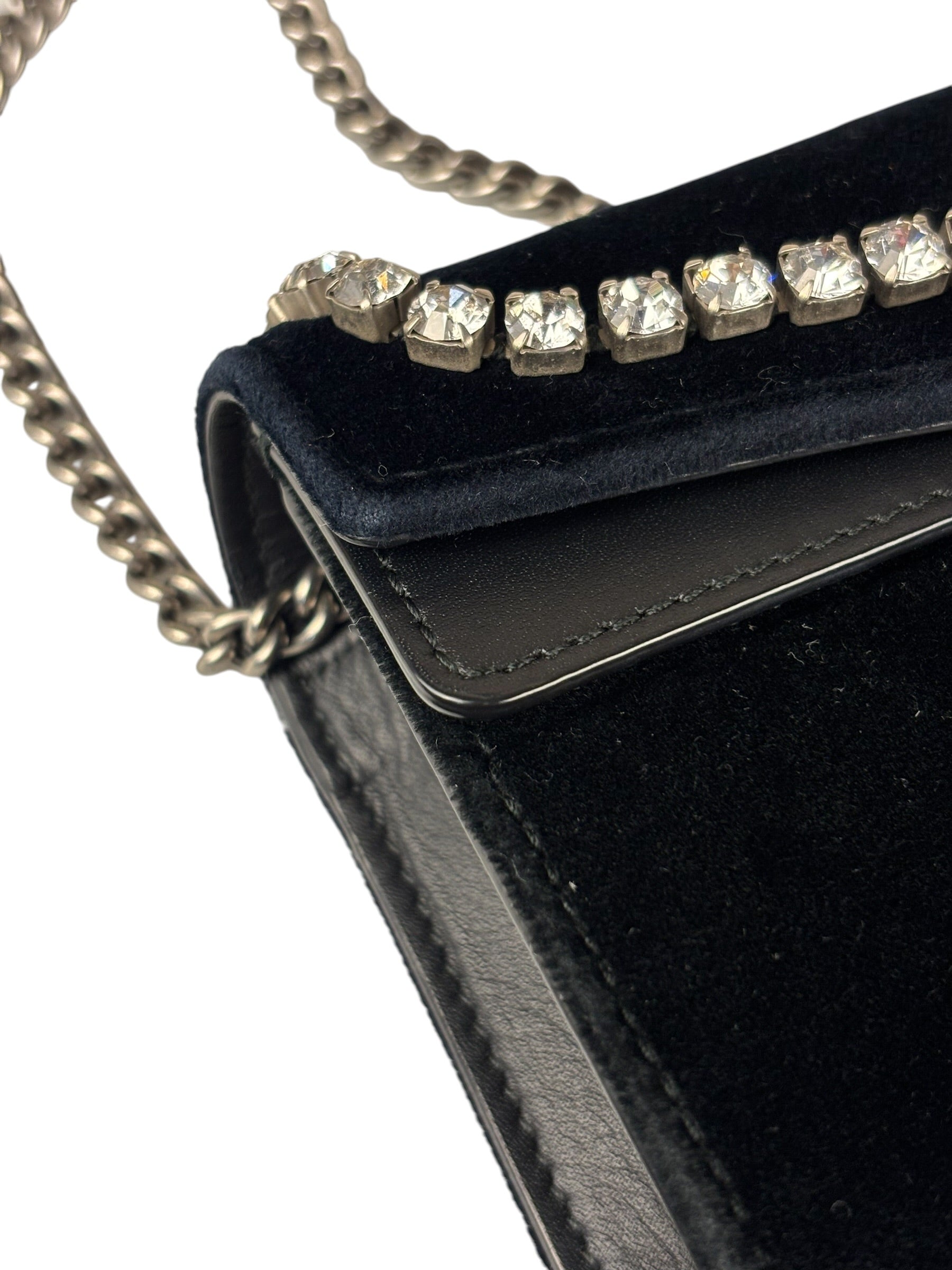 Gucci Mini Velvet Black Rhinestone Dionysus Crossbody