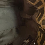 Fendi Brown Leather Trim Zucca Hobo Baguette