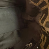 Fendi Brown Leather Trim Zucca Hobo Baguette