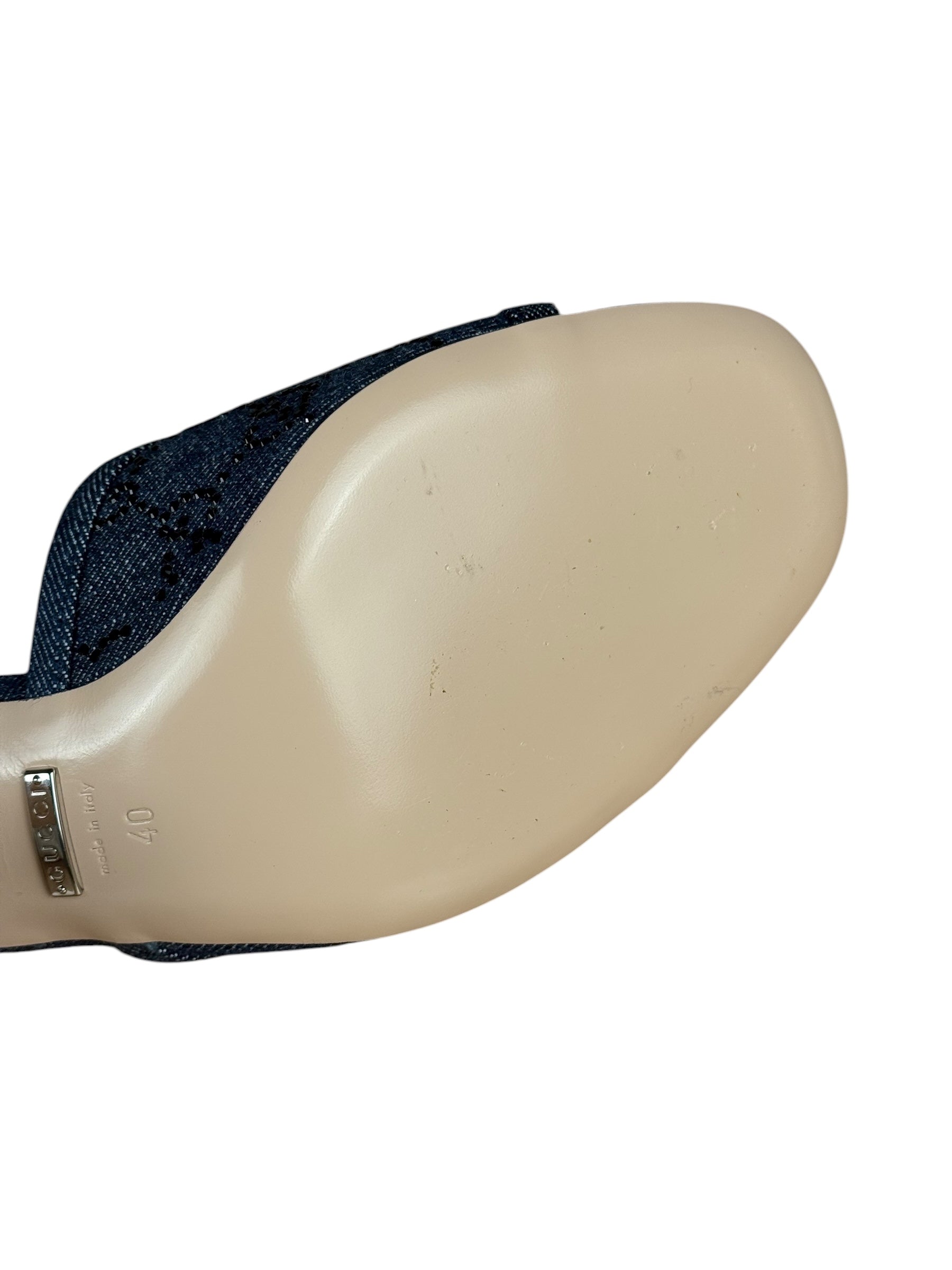 Gucci Denim Sparkle Monogram Heels