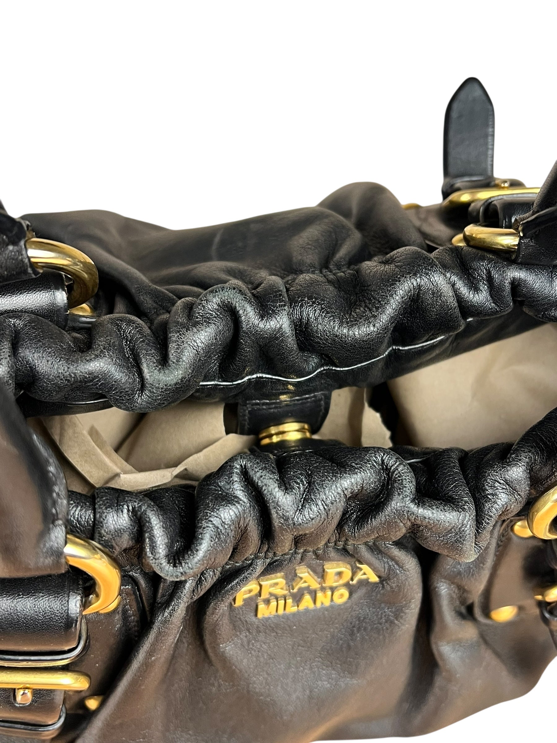 Prada Black Leather Vitello Daino Handbag