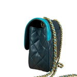 Chanel Quilted Mini Two-Tone Blue Day Flap Bag 2017