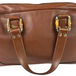 Gucci Tan Brown Leather Bamboo Handle Boston Bag