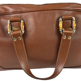 Gucci Tan Brown Leather Bamboo Handle Boston Bag