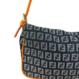 Fendi Orange Leather Trim Zucca Pochette