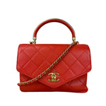 Chanel Red Quilted Coco Handle 2Way Handbag 2019