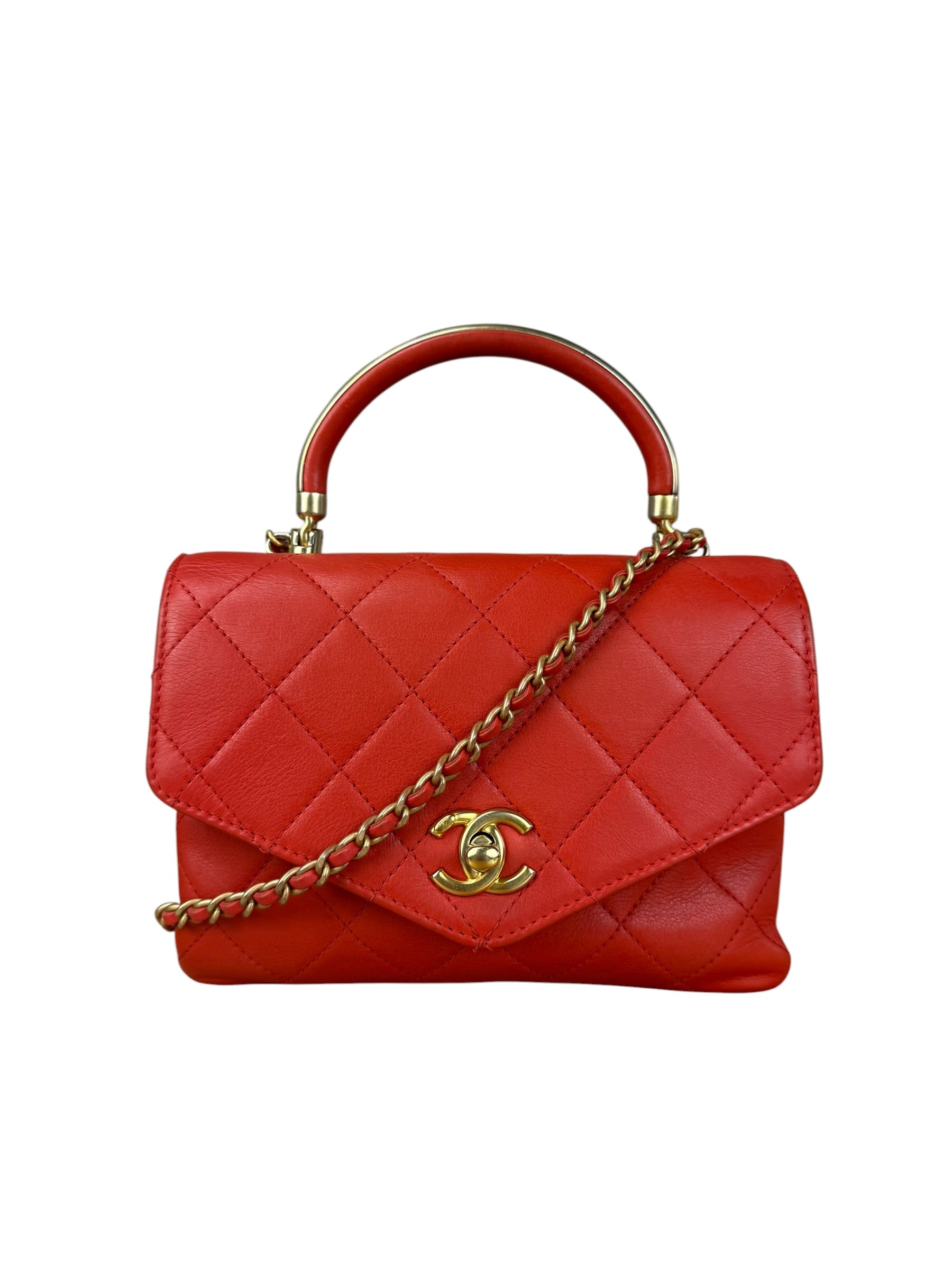 Chanel Red Quilted Coco Handle 2Way Handbag 2019
