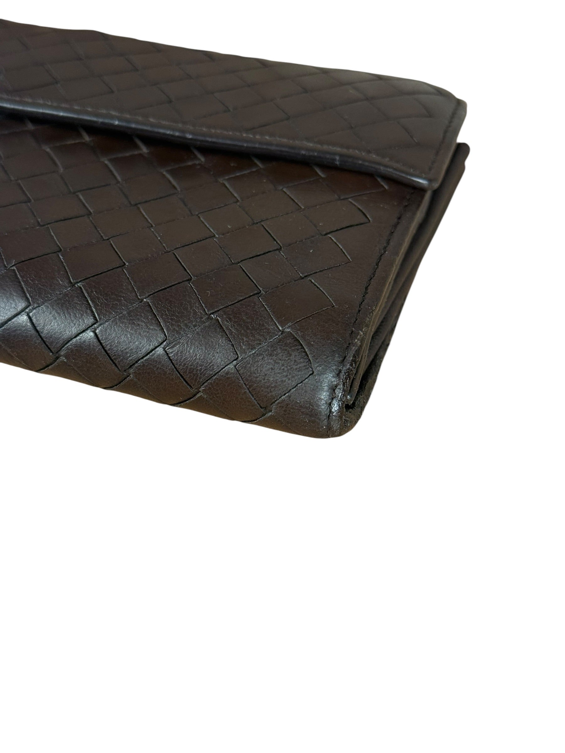 Bottega Veneta Vintage Brown Intrecciato Long Wallet