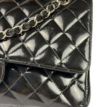 Chanel Black Patent Quilted Leather Double Flap Bag