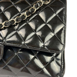 Chanel Black Patent Quilted Leather Double Flap Bag