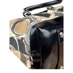 Coach Vintage Trim Leather Hand Drawn Scarf Print Satchel Two-Way Bag