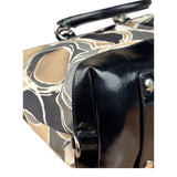 Coach Vintage Trim Leather Hand Drawn Scarf Print Satchel Two-Way Bag
