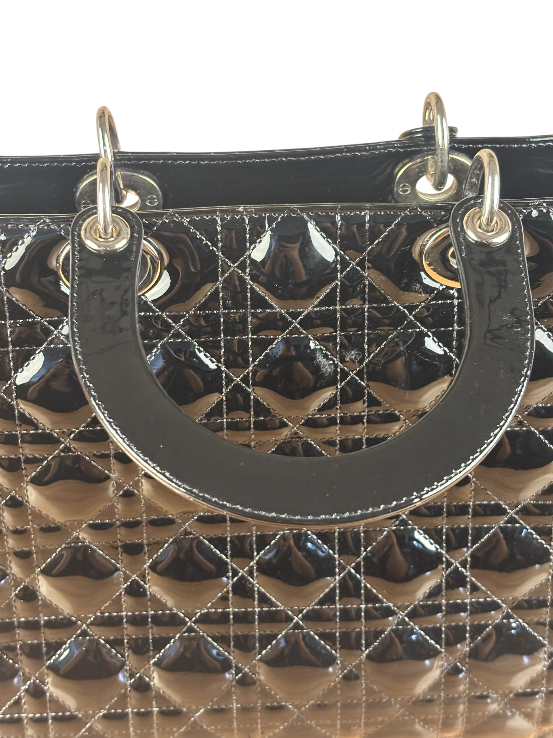 Christian Dior Black Cannage Quilted Leather Medium Lady Dior Handbag