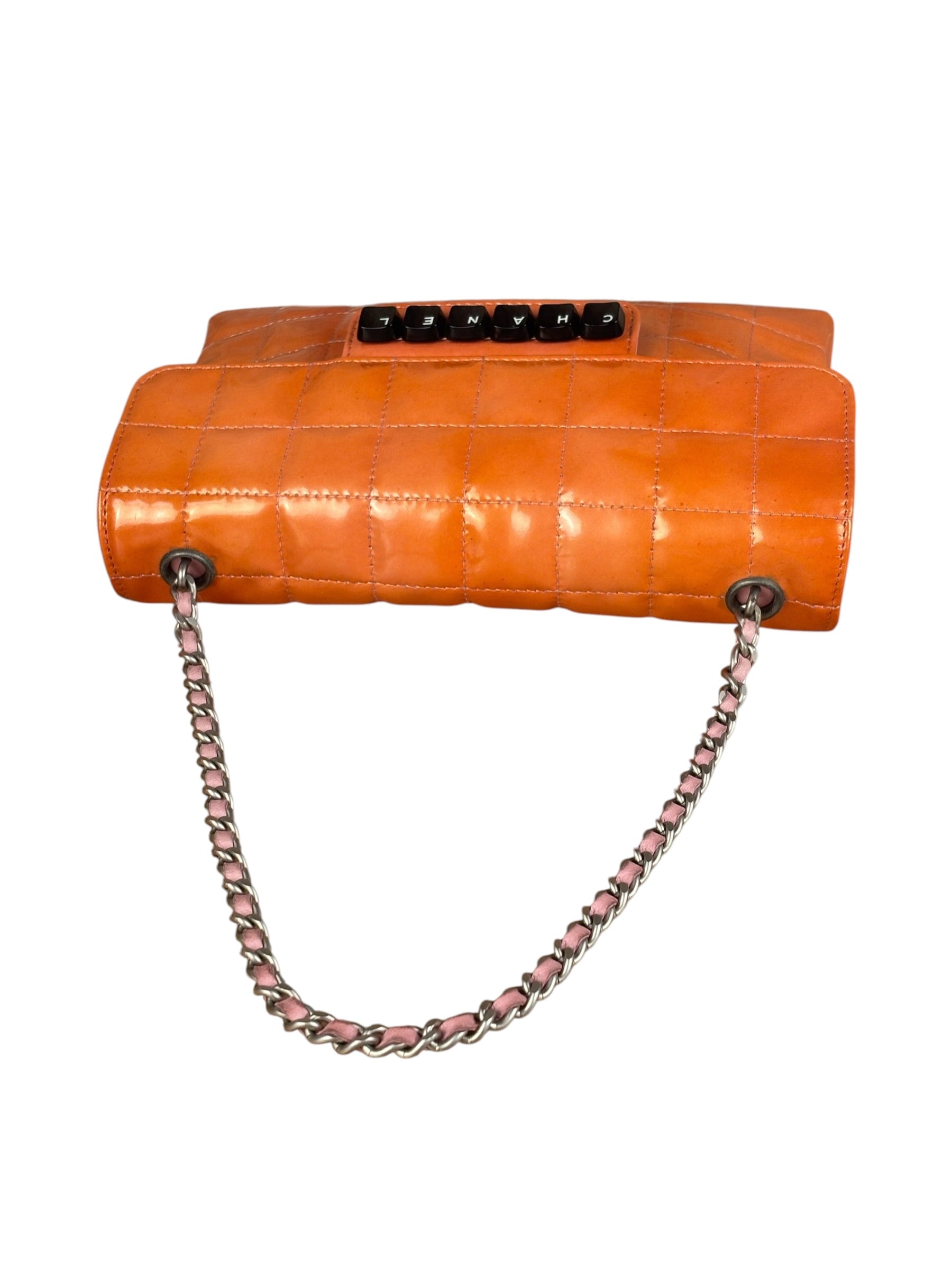 Chanel Orange/Pink Chocolate Bar Keyboard Digital Flap Shoulder Bag 2001