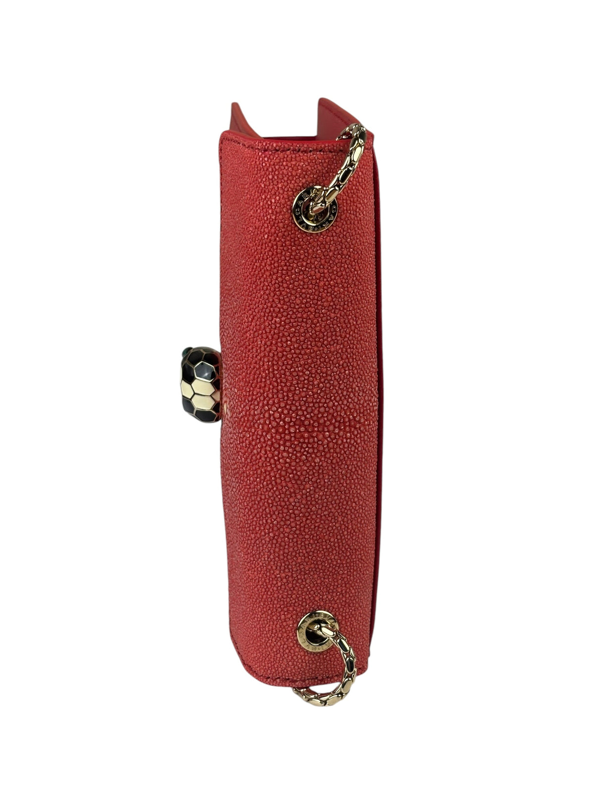 Bvlgari Red Calfskin Serpenti Forever Galuchat Crossbody Bag