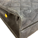 Chanel Vintage Navy Blue Matelasse Quilted Suede Chain Shoulder Bag