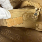Chanel CC Vintage Beige Leather Caviar Wood Chain Hobo Bag