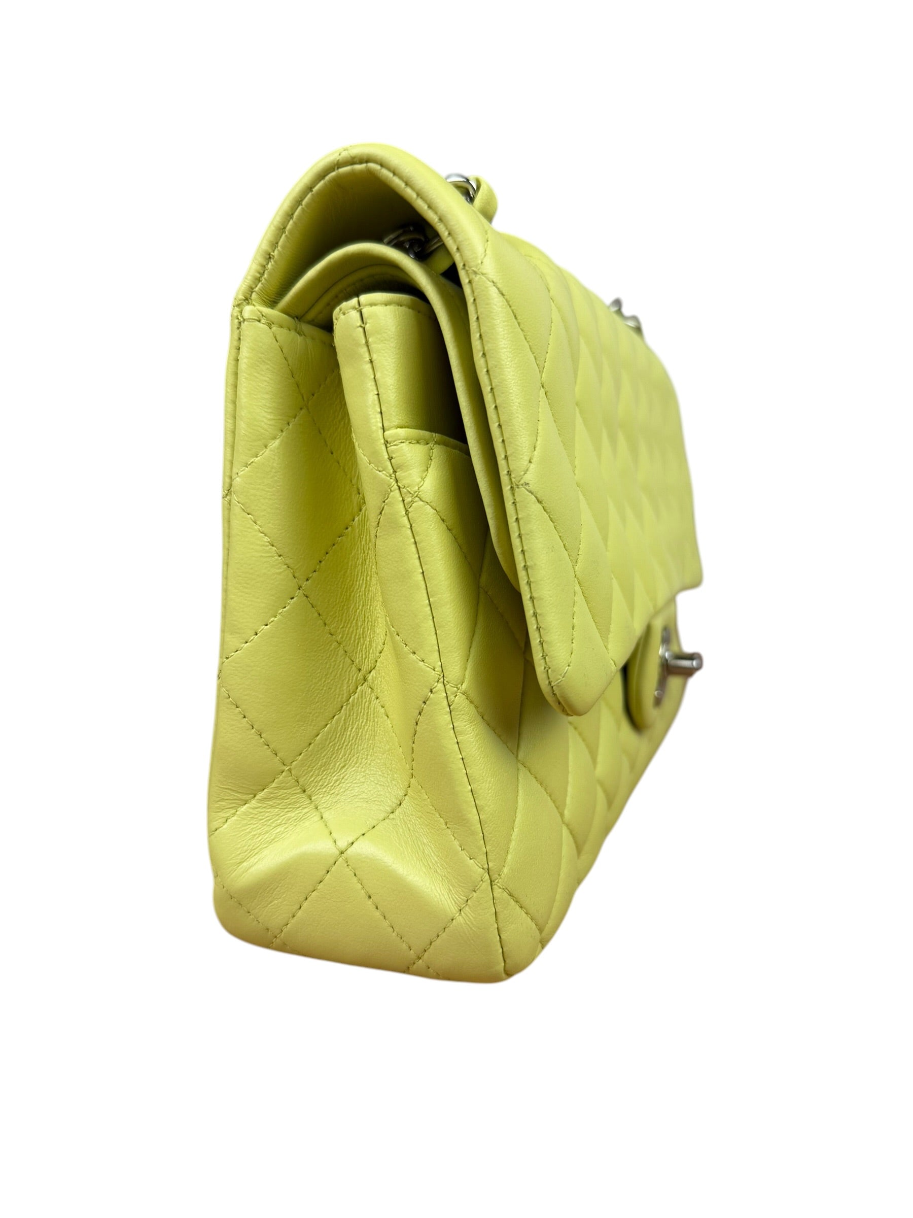 Chanel Yellow Neon Quilted Leather Classic Double Flap Bag 2010