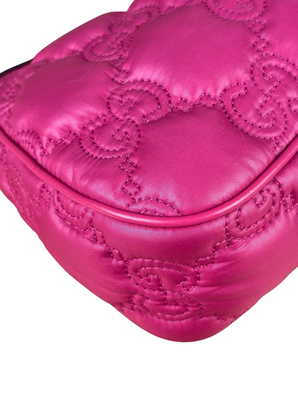 Gucci Pink Leather Trim/Nylon GG Matelasse Shoulder Bag