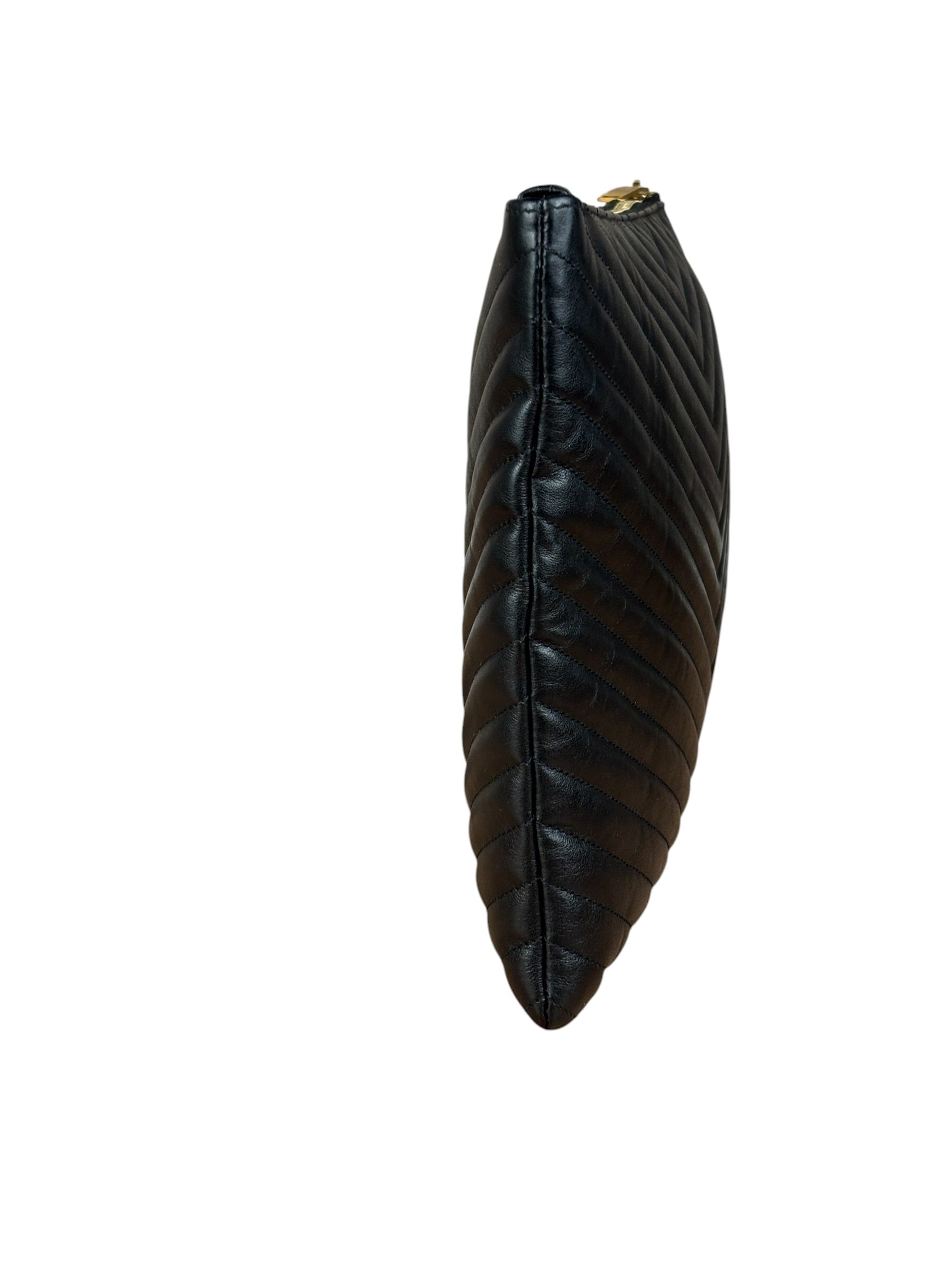 YSL Black Quilted Leather Cassandre Matelasse Pouch