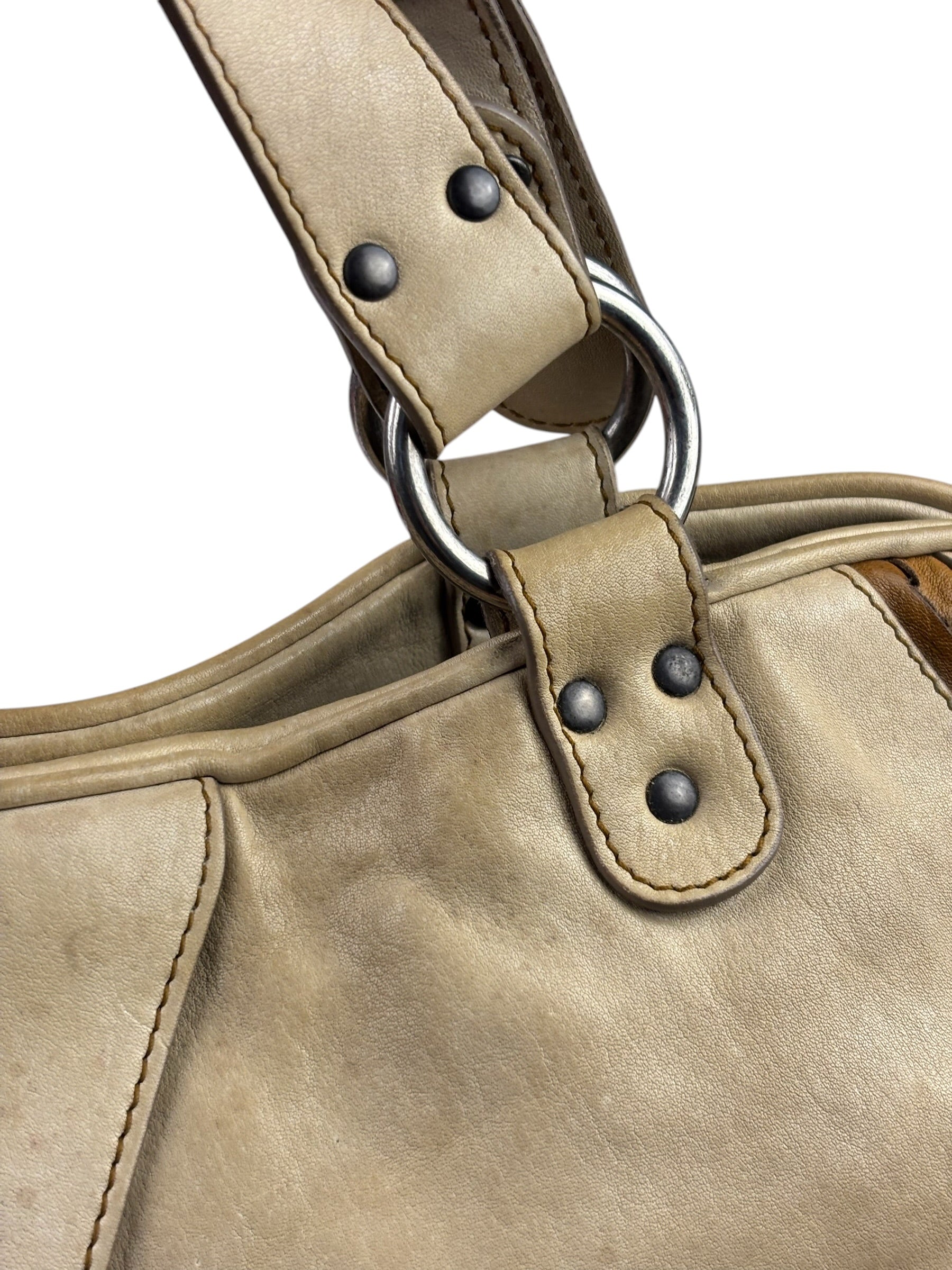 Christian Dior Beige Large Gaucho Double Saddle Shoulder Bag