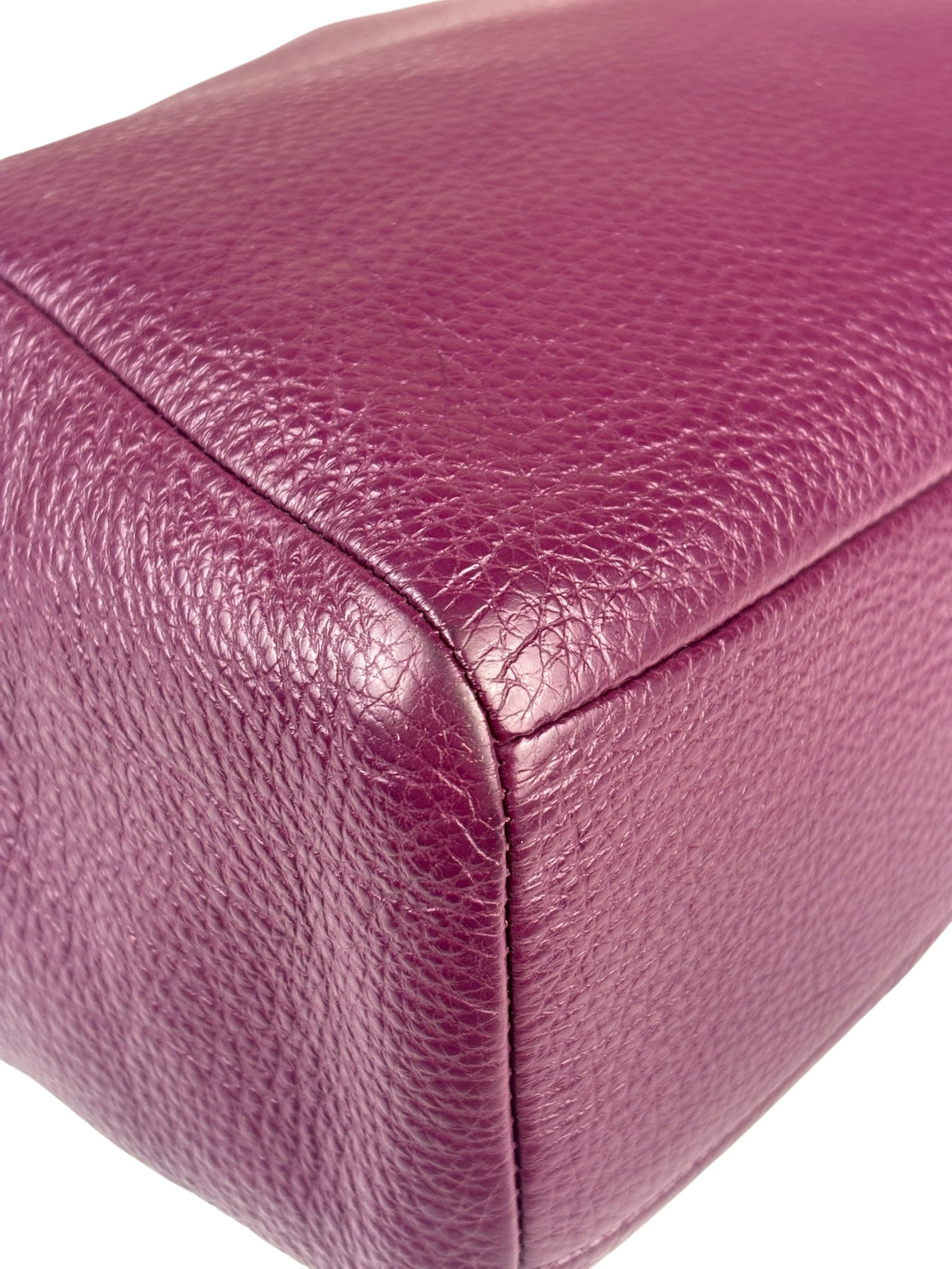 Coach Purple Pebbled Leather Small Kelsey Satchel Two-Way Bag