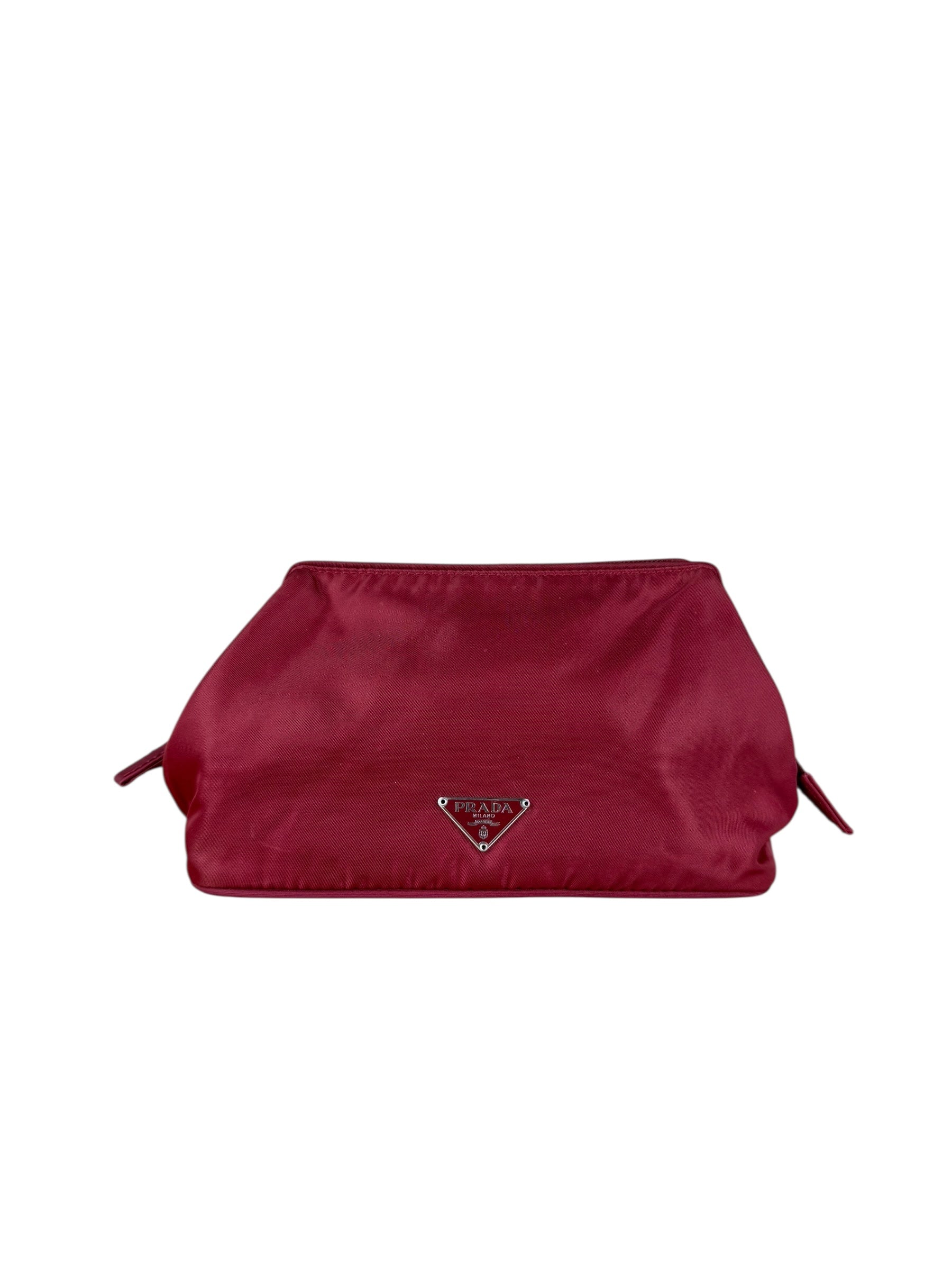 Prada Red Nylon Cosmetic Clutch