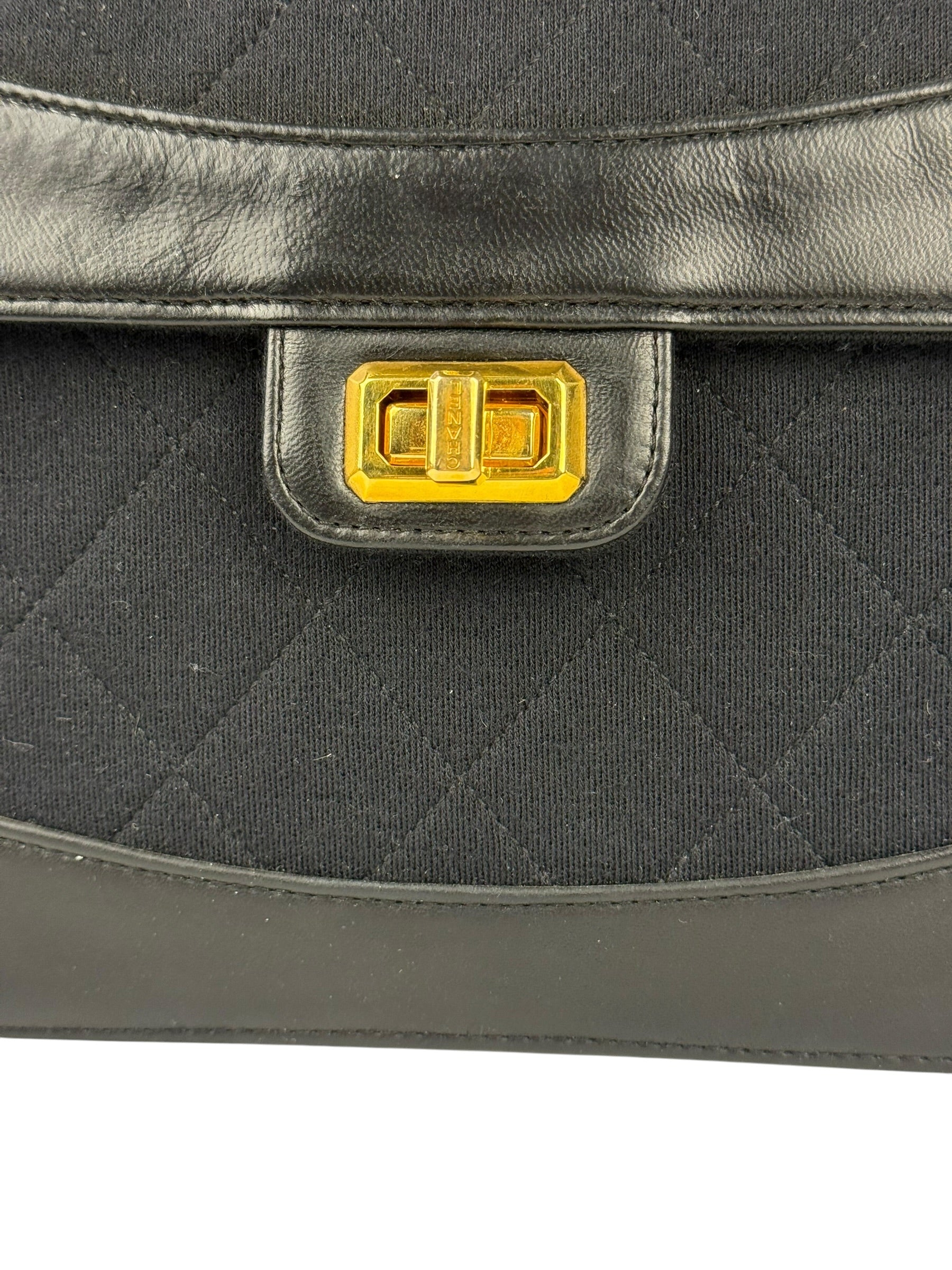 Chanel Jersey Quilted Mademoiselle Lock Flap Bag 1989