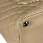 Chanel Beige Quilted Lambskin Linge Cambon Tote2005